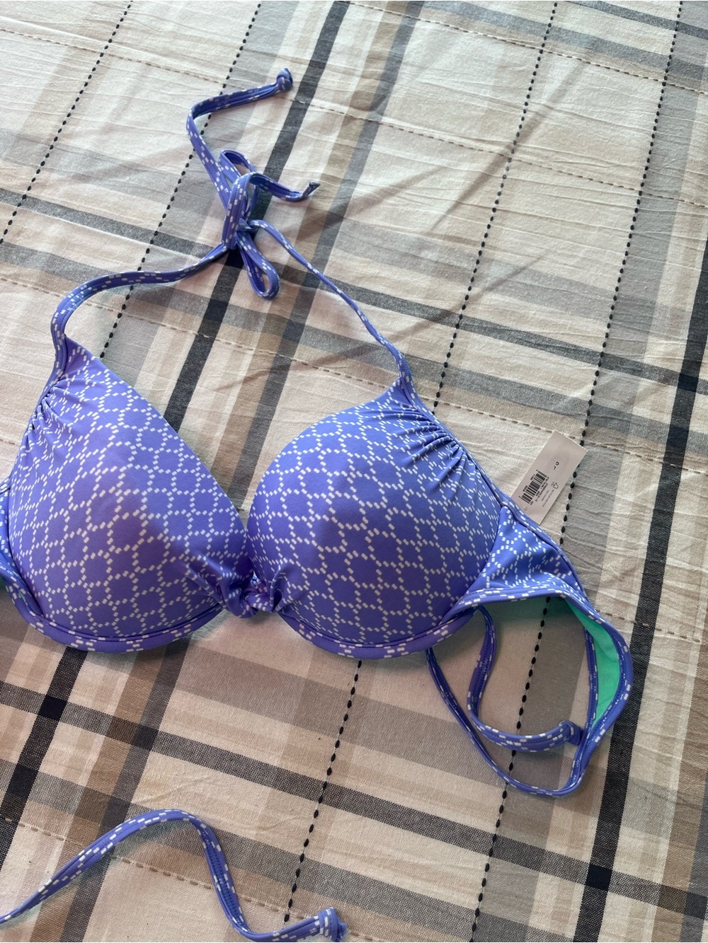 Old Navy Purple Geometric Print Push-Up Bikini Top